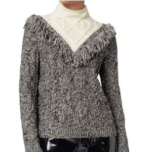 Intermix Deja Mock Neck Knit Fringe Sweater Size P/XS